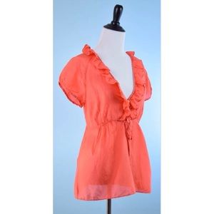 J CREW orange silk blouse top 4